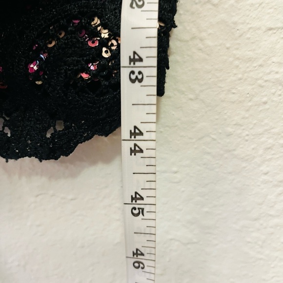 MARCHESA NOTTE dress black pink 8 floral sequin lace off the shoulder formal - Picture 13 of 16